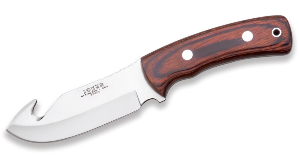 Joker Knives Skinner Knife Red Wood Handle 4.68in. Blade, 9.16in. Length. CR56USA