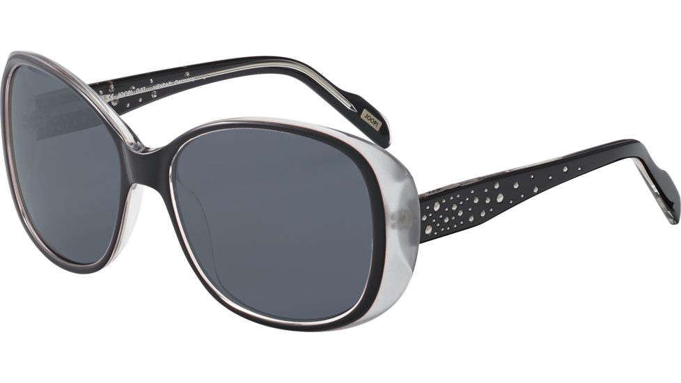 JOOP! 87210 Single Vision Prescription Sunglasses, Black Crystal Frame, 87210-8738SV