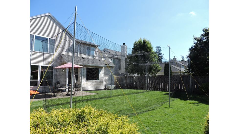 JUGS Hit At Home Backyard Batting Cage, 45 x 11 x 11, N.27 Twisted Knotted Polyethylene, Black, A5030