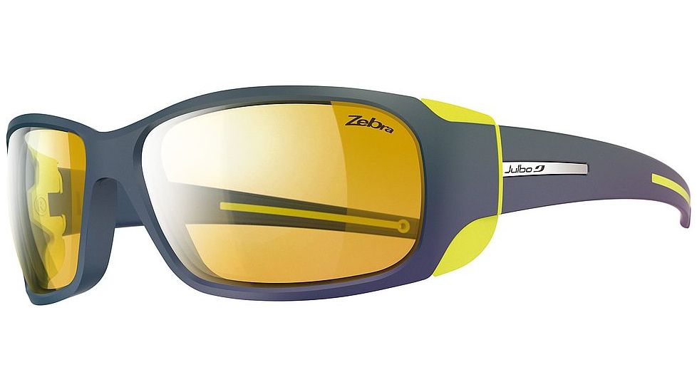 Julbo MonteBianco Single Vision Prescription Sunglasses, Dark Blue / Yellow Frame, Zebra Lens, Photochromic-J4153132SV