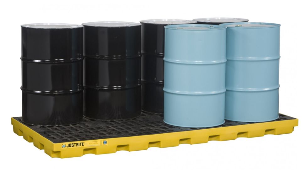 Justrite Eight Drum Accumulation Center Yellow, 28660