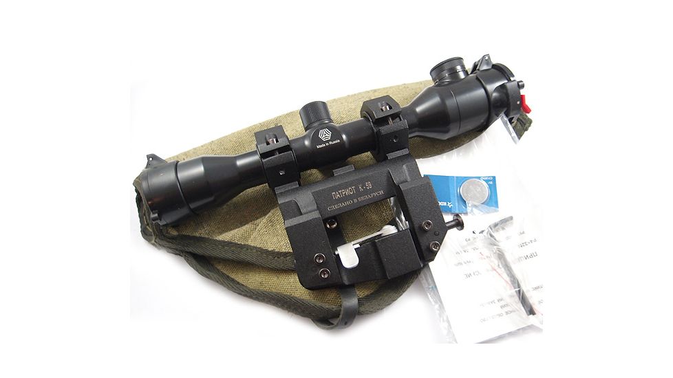 Kalinka Optics KOM 4x32 Illuminated Modern 1000m Reticle Rifle Scope w/ Focus, 59mm Universal AK and SVD Mount, Black, GSKOM432MLC59