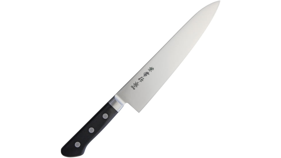 Kanetsune Gyutou 210mm Kitchen Knives, Kitchen Series, 13in Overall, 8.5in Satin Aus-10A SS Blade, Black Wood Handle, SS Bolster, Full Tang, Black, KC-172