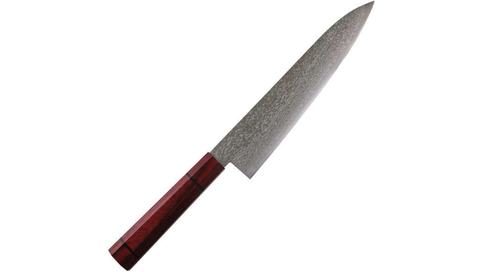 Kanetsune Gyutou Knife 210mm Minamo-kaze, 8.25 blade, Red plywood handle with black micarta ring, KC-822