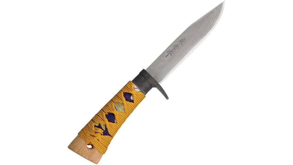 Kanetsune Kin-Nishiki Fixed Blade Knife, 4.875in, Clip Point, Tsukamaki Oak Handle KB259