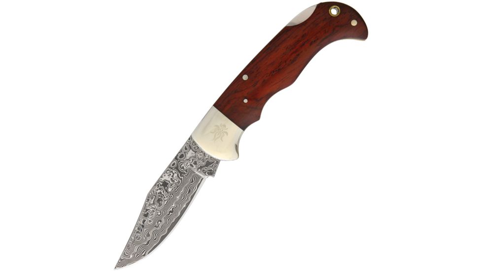 Kanetsune Kissui Folding Knife,2.75in,Damascus Steel,Brown,Cocobolo Wood Handle KB506