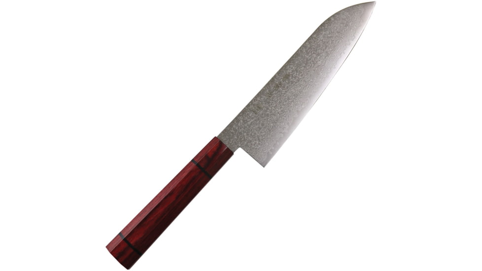 Kanetsune Santoku 180MM Minamo-kaze Knife, 7.13 blade, Red plywood handle with black micarta ring, KC-823