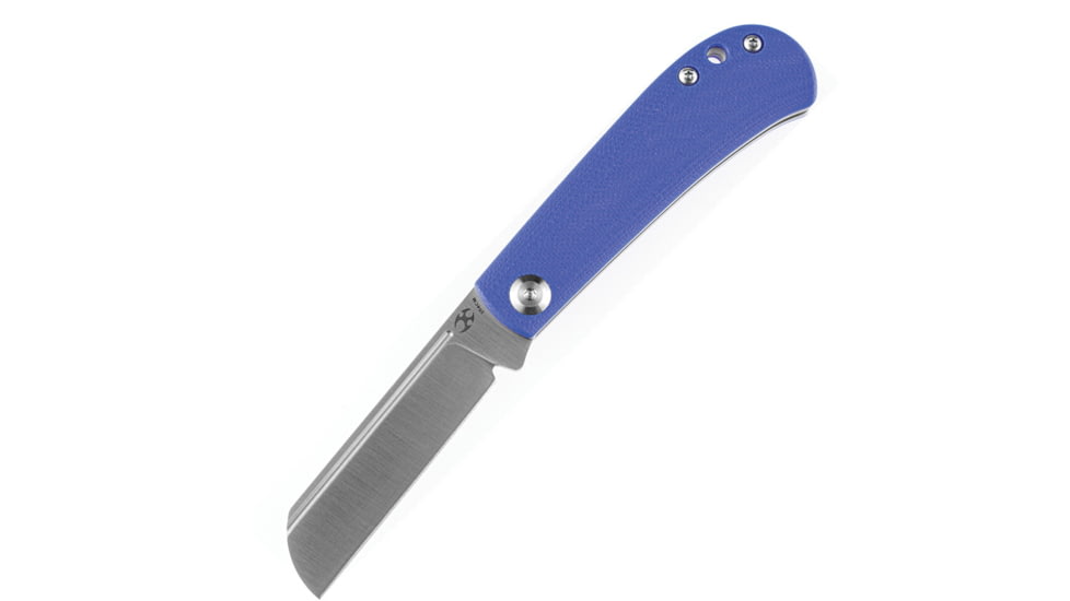 Kansept Knives Bevy Slip Joint Folding Knife, 3.00 in, 154CM Stainless Steel Satin Finish, Clip Point Blade, Blue G10 Handle, T2026F5