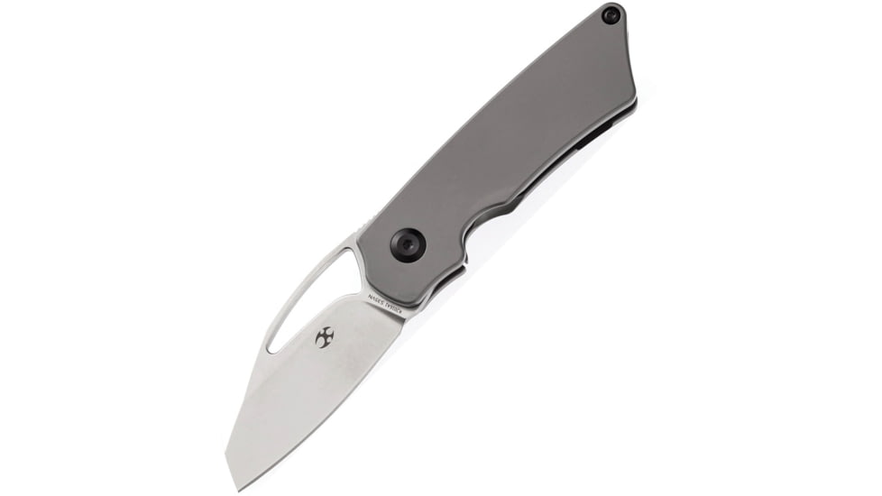 Kansept Knives Goblin Framelock Gray Folding Knife, 2.25 satin finish S35VN stainless blade, Gray titanium handle, K2016A1
