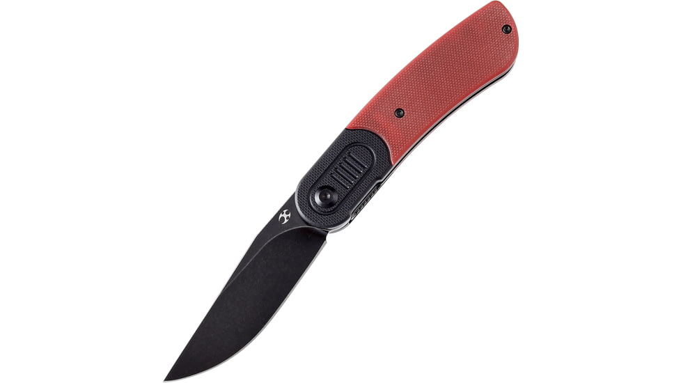 Kansept Knives Reverie Black/Red Folding Knife, 4in Closed, 3in Black Stonewash 154CM SS Blade, Black/Red G10 Handle, Black Nylon Pouch, T2025B6