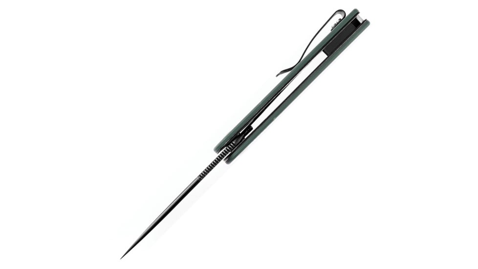 Kansept Knives Reverie Linerlock Folding Knife 3.00 in, 154CM Stainless Steel Black TiNi Coated, Drop Point Blade, Green G10 Hande, T2025A2
