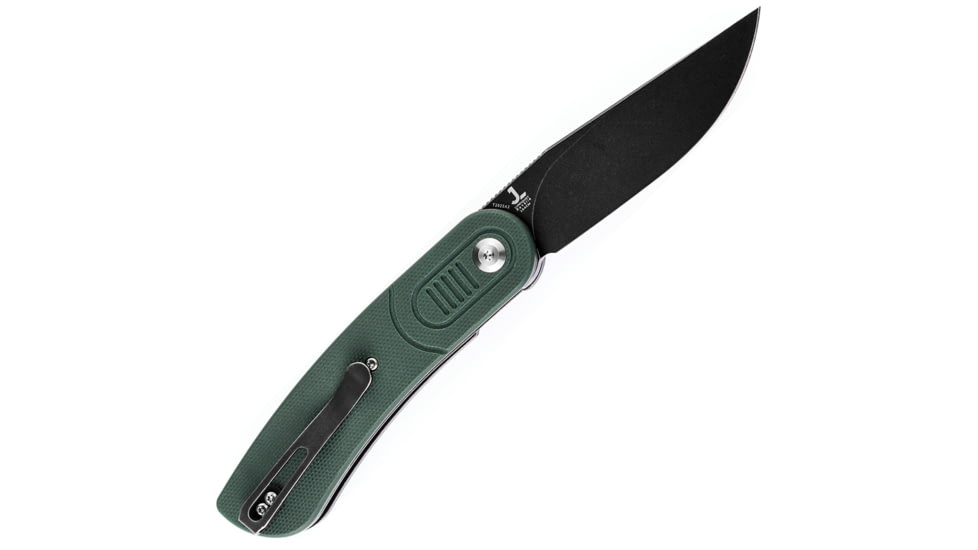 Kansept Knives Reverie Linerlock Folding Knife 3.00 in, 154CM Stainless Steel Black TiNi Coated, Drop Point Blade, Green G10 Hande, T2025A2