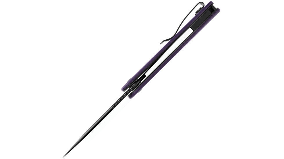 Kansept Knives Reverie Linerlock Folding Knife 3.00 in, 154CM Stainless Steel Black TiNi Coated, Drop Point Blade, Purple G10 Handle, T2025A5