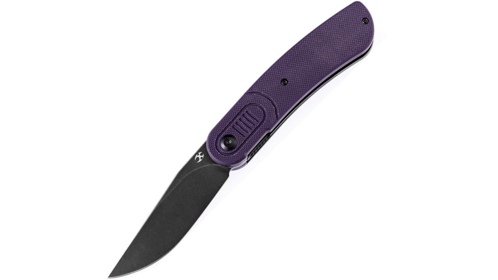 Kansept Knives Reverie Linerlock Folding Knife 3.00 in, 154CM Stainless Steel Black TiNi Coated, Drop Point Blade, Purple G10 Handle, T2025A5