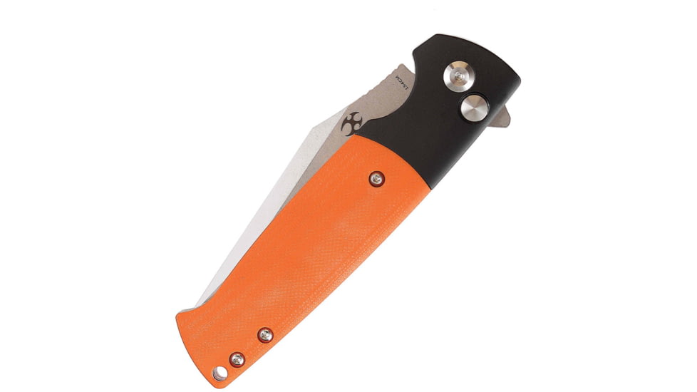 Kansept Knives Shikari SBL 154CM Orange Folding Knife, 4.38in Closed, 3.38in Stonewash 154CM SS Blade, Black Aluminum Handle w/ Orange G10 Inlay, Black Nylon Pouch, T2027B2