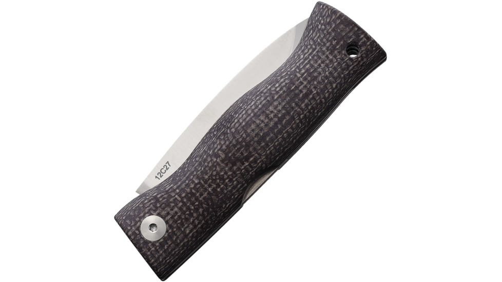 Karesuando Paltsa 12C27 Folding Knife, 3.75in Closed, 2.75in Satin 12C27 Sandvik Stainless Steel Blade, Gray Micarta Handle, 4061-00