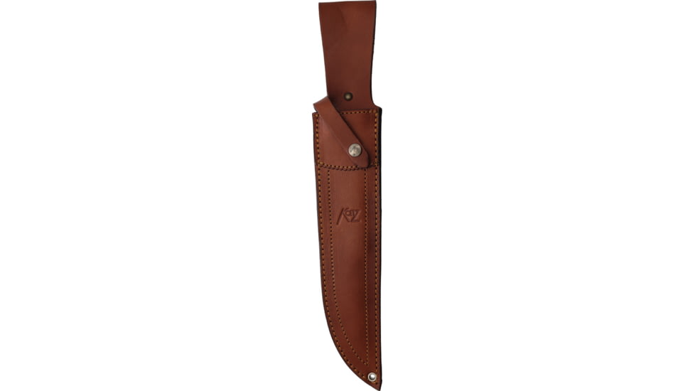 Katz Alamo Bowie LE Crown Stag Fixed Blade Knife, 15in Overall, 10in XT-75 Steel Satin Bowie Blade, Crown Stag Handle, Brown Leather Belt Sheath, CB-10/LTD
