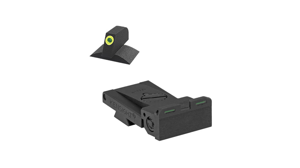 Kensight Bomar BMCS Beveled Blade Adjustable Target 1911 Rear Night Sight Set, Green, 990-028