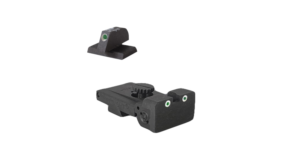 Kensight Bomar BMCS Adjustable Target Rounded Tritium Pistol Night Sight Set, 1911, Rear/Front, Arctic White Outlines, Black, 960093