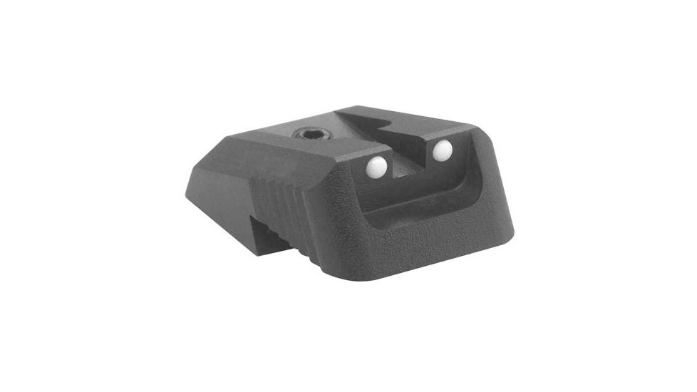 Kensight DFS 1911 Defense Fixed Rear Sight with Recessed Blade, w/ Arctic White Dots, Black, 860-606