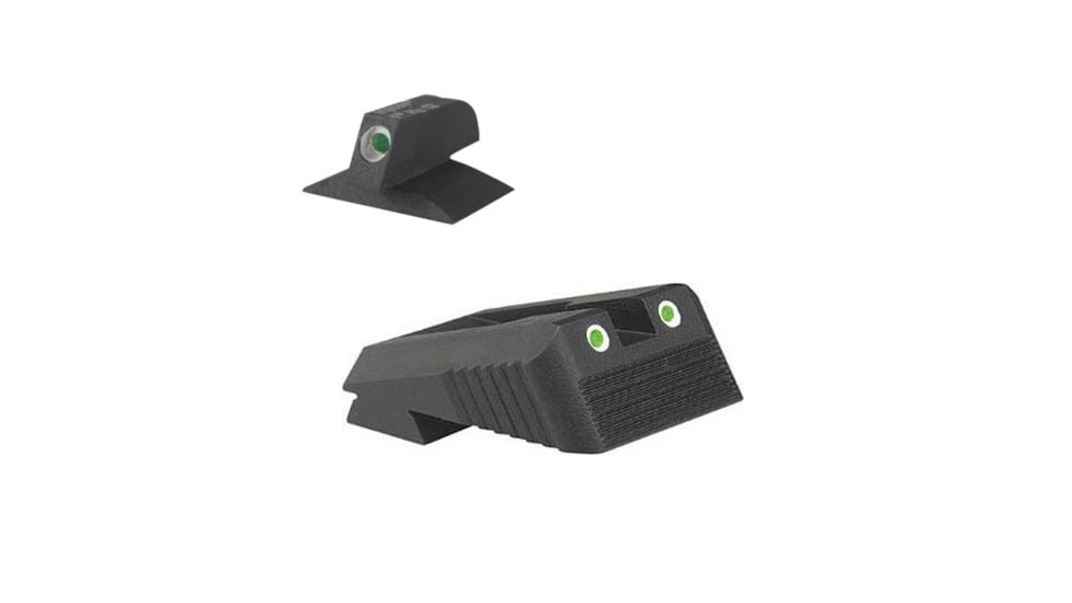 Kensight Kimber Fixed Rear Sight, Serrated Blade, 0.077in TRIJICON Tritium Inserts w/White Outlines, Fits KIMBER Fixed Rear Sight Cut 860-222 and the Dovetail Front Sight, 0.160in Tall, Black, 970222