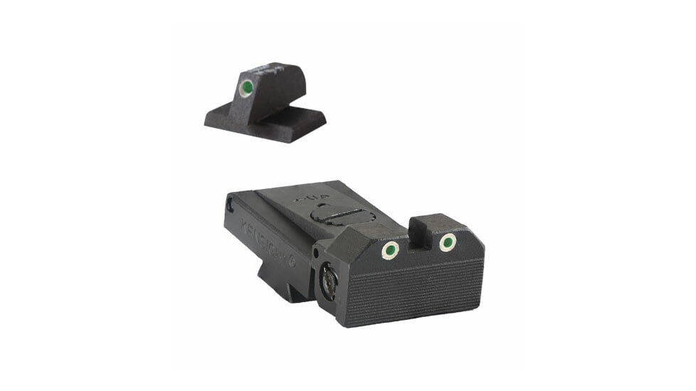 Kensight LPA TRT Flat Profile Serrated Beveled Blade Tritium Adjustable Rear Night Sight, Black, 960-255