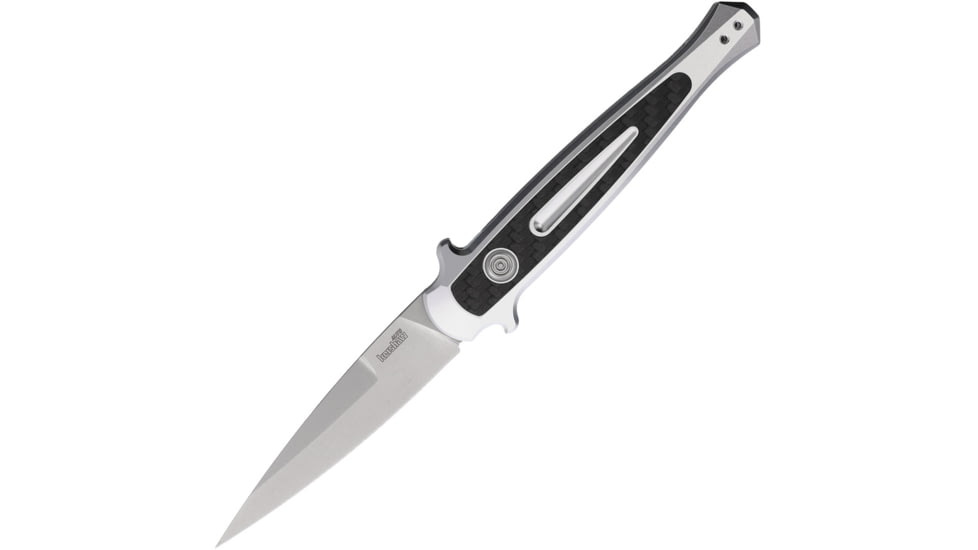 Kershaw Auto Launch 8 Button Lock Automatic Folding Knife, 3.5in, CPM-154, Spear Point Blade, Stonewash Finish, Raw Aluminum Handle, KS7150RAW