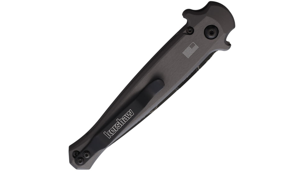Kershaw Auto Launch 8 Button Lock Automatic Folding Knife, 3.5in, CPM 154, Spear Point Blade, Damascus Steel, Black Anodized Aluminum Handle, 7150DAM