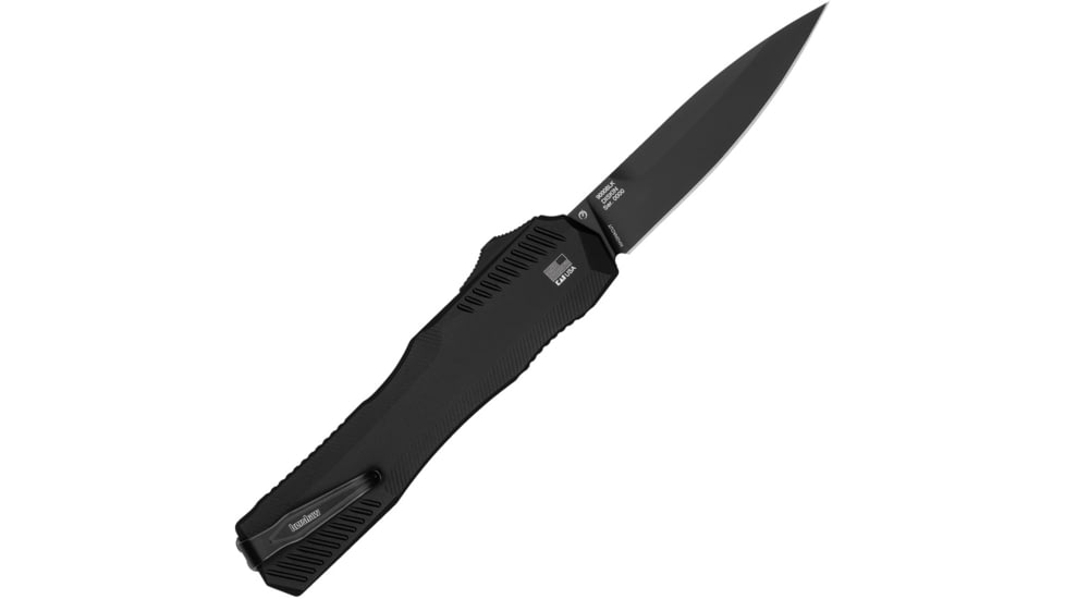 Kershaw Auto Livewire OTF Folding Knife by Matt Diskin, 3.3in, CPM MagnaCut, Black Spear Point Blade, Black Aluminum Handle, 9000BLK