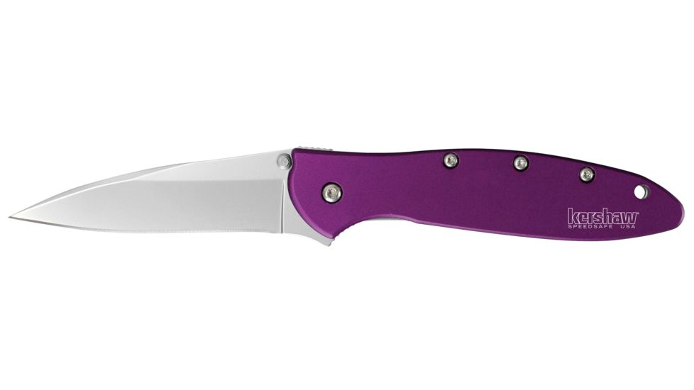 Kershaw K.O. Leek, Purple 6061-T6 Anodized Aluminum Handle, Plain K1660PUR