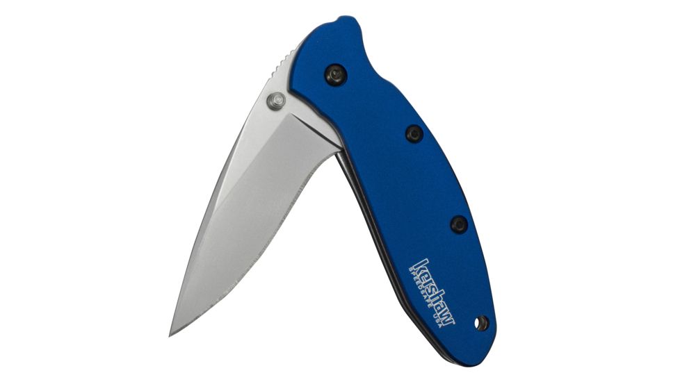 Kershaw Scallion Assisted Opening Folding Knife, 2.4 in, 420HC, Drop Point Blade, 6061-T6 Aluminum, Navy Blue Handle, 1620NB