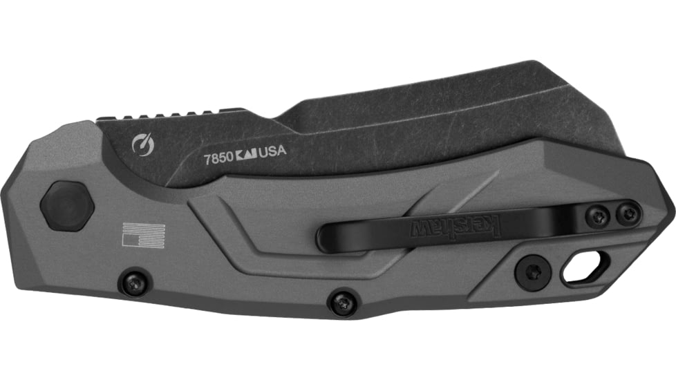 Kershaw Launch 14 Automatic Folding Knife, 3.3in, CPM 154, Cleaver Blade, Black Oxide BlackWash, Black Aluminum/Carbon Fiber Handle, 7850