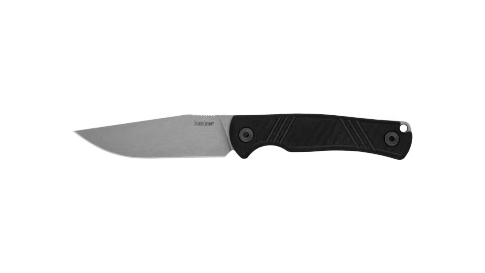 Kershaw Pack Mule, Fixed Blade Knife, 3.9" Clip Point Blade, N690 Blade Steel, 8.4" Overall Length, Satin Working Finish, Silver Blade, Black G10 Handle, Includes Sheath, 1089