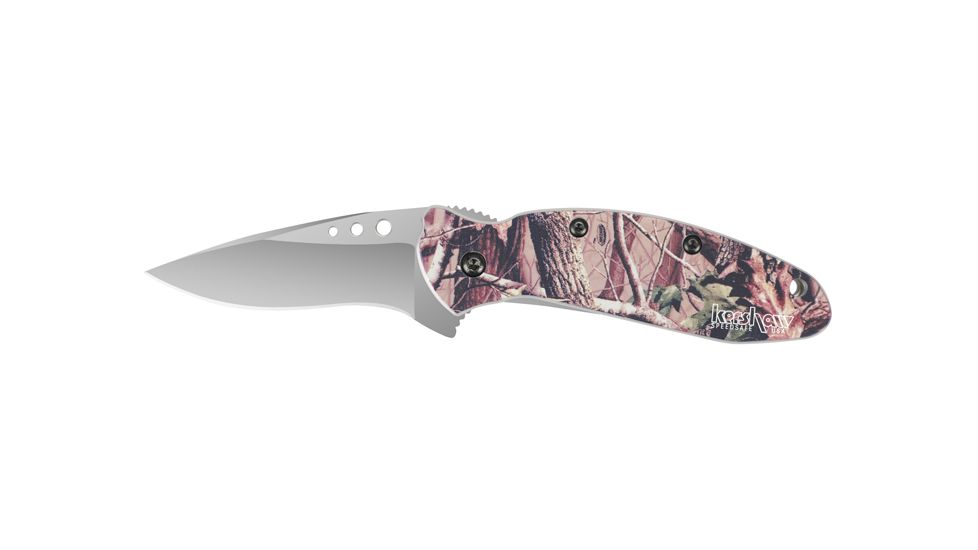 Kershaw Scallion Assisted Opening Folding Knife, 2.4 in, 420HC Stainless Steel, Drop Point, Aluminum, Realtree Camo Handle, Clam Pack, 1620CX