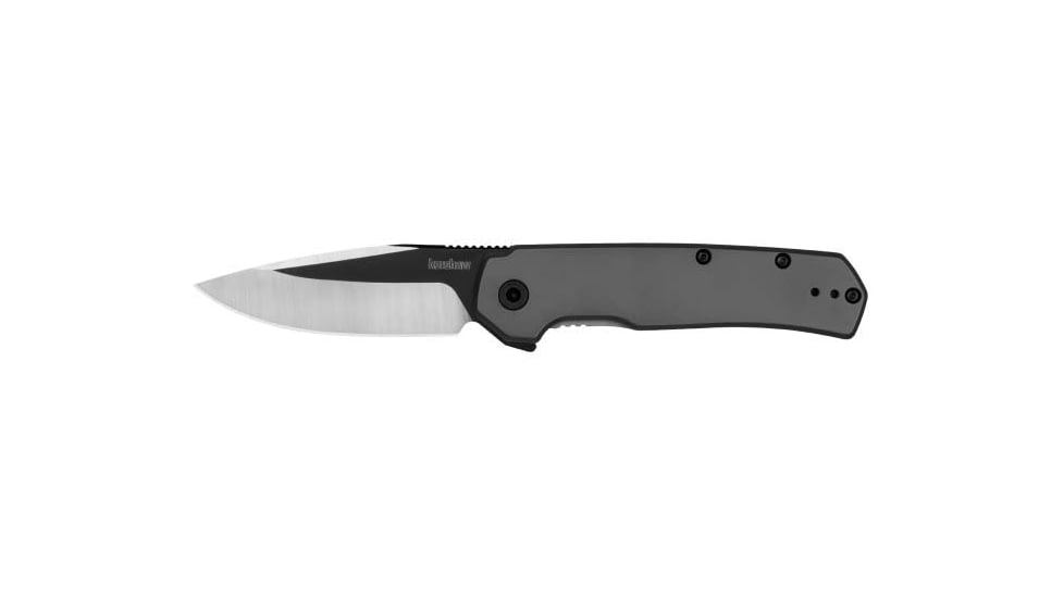 Kershaw Thermal EDC Assisted Opening Folding Knife, 2.95in, 8Cr13MoV Steel, Drop Point Plain Satin/Black Oxide Blade, Stainless Steel, Gray PVD Handle, 1411