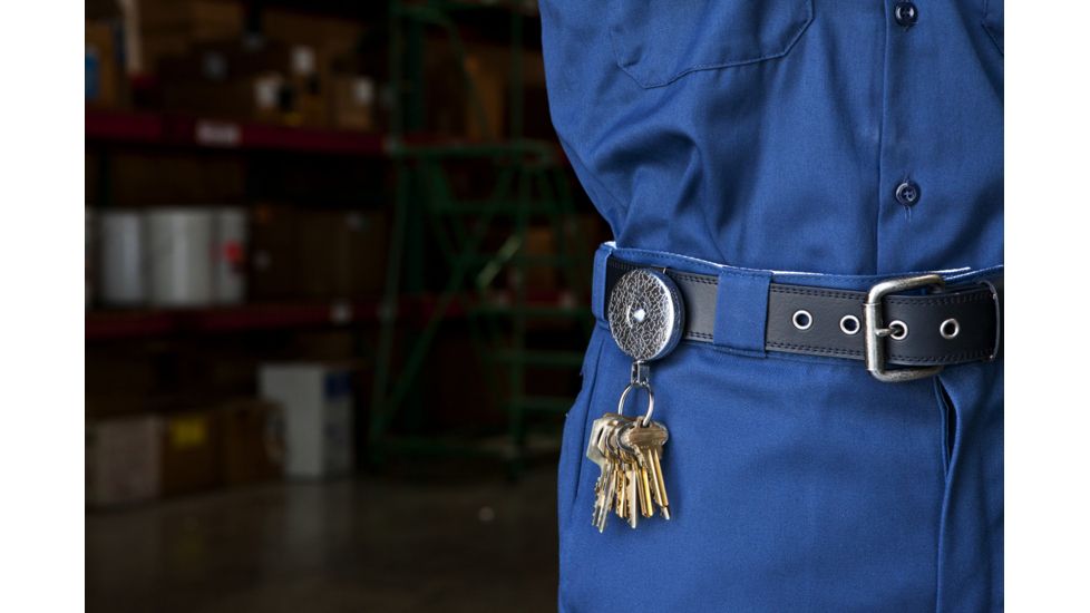 Key-Bak 3 Retractable Reel w/ 24in Stainless Steel Chain, Chrome Front, 1.75in Steel Belt Loop, Split Ring 0003-011