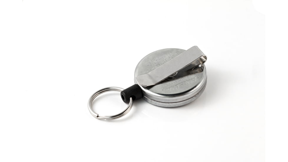Key-Bak 485-HDK Retractable Reel w/ 48in Kevlar Cord, Chrome Front, Steel Belt Clip, 8oz Retraction, Split Ring 0485-821
