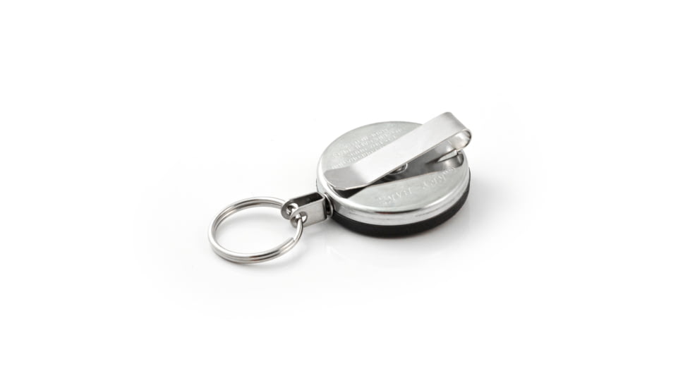 Key-Bak 485B-HD Retractable Reel w/ 48in Stainless Steel Cable, Black Front, Steel Belt Clip, 8oz Retraction, Split Ring 0485-003