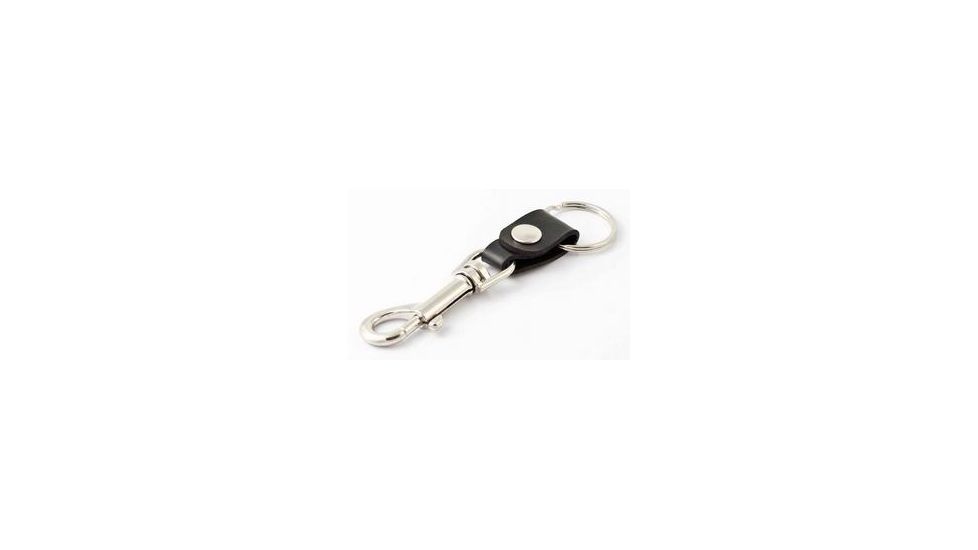 Key-Bak 5905A Bolt Snap w/ Leather Split Ring Holder Key Accessory, 1.125in Split Ring, Black 0305-907