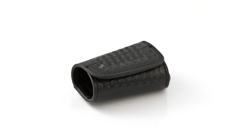 Key-Bak 8712 Key Silencer w/ Locking Removable Key Holder, 2.25in Belt Loop, Black Basket-Weave Textured Leather 0308-712
