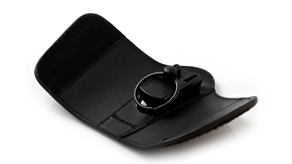 Key-Bak 8718 Key Silencer w/ Locking Removable Key Holder, 2.25in Belt Loop, Black Smooth Non-Textured Leather 0308-718