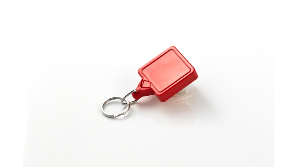 Key-Bak Mini-Bak Square Retractable Reel w/ 36in Nylon Cord, Swivel Bulldog Clip, Split Ring, Red 0029-S05