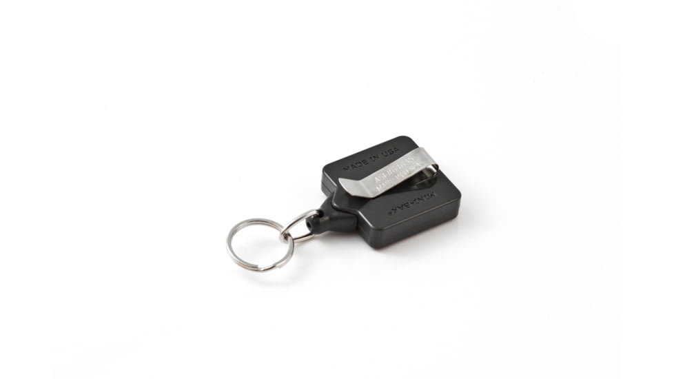 Key-Bak Mini-Bak Square Retractable Reel w/ 36in Nylon Cord, Steel Belt Clip, Split Ring, Gray 0051-S05