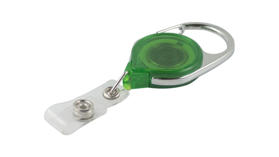 Key-Bak Retract-A-Badge ID Carabiner 5-Pack Retractable Reel w/ 36in Cord, Twist-Free ID Strap, Translucent Green 0200-739