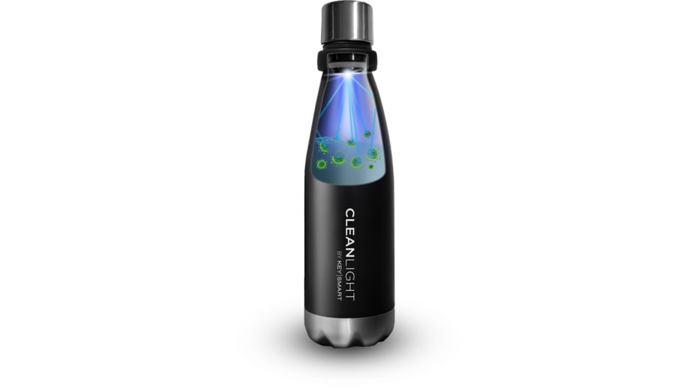KeySmart CleanLight Bottle UV Sanitizing Insulated Water Bottle, Black, KS920-BLK