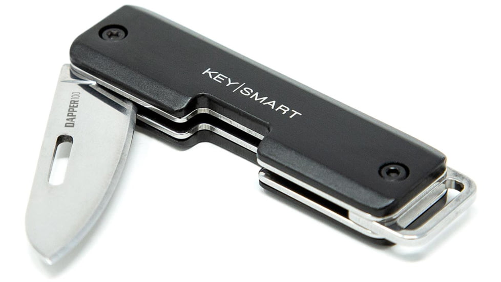 KeySmart Dapper 100 Slim Keychain Gentleman's Folding Knife, 42 Stainless Steel, Drop Point, Black, KS816-BLK