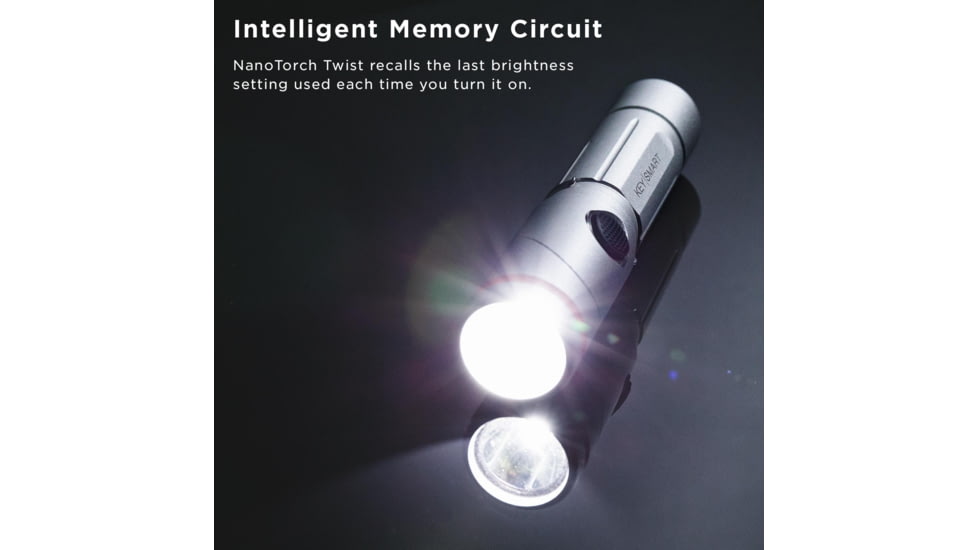 KeySmart Nano Torch Twist Pivot Head Flashlight, 600 Lumens, Silver, KS819-SVR
