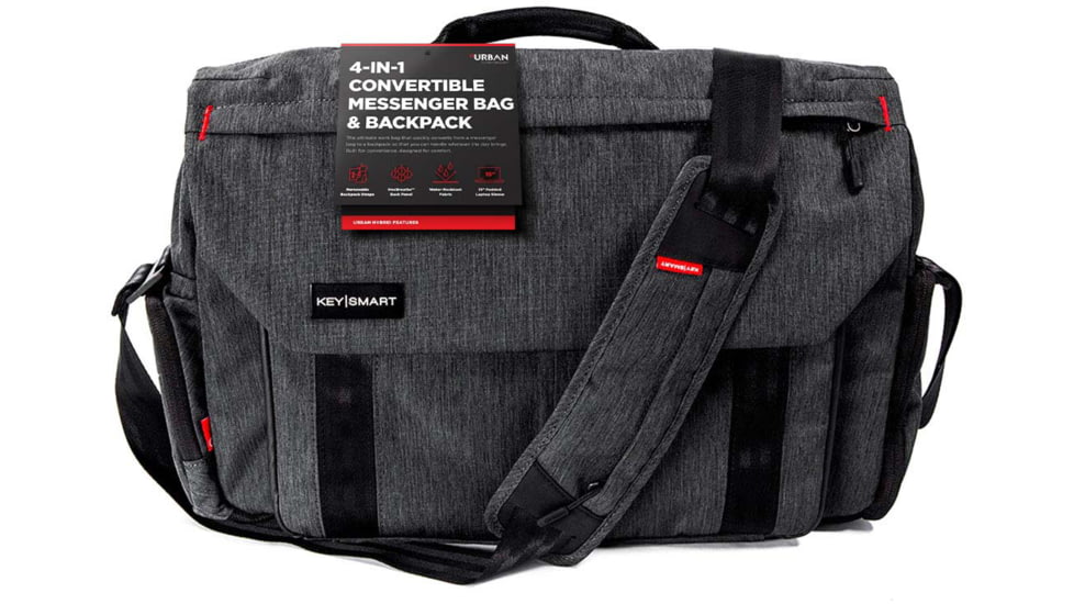 KeySmart Urban Union Hybrid Messenger Bag, Black, KS359-SLT