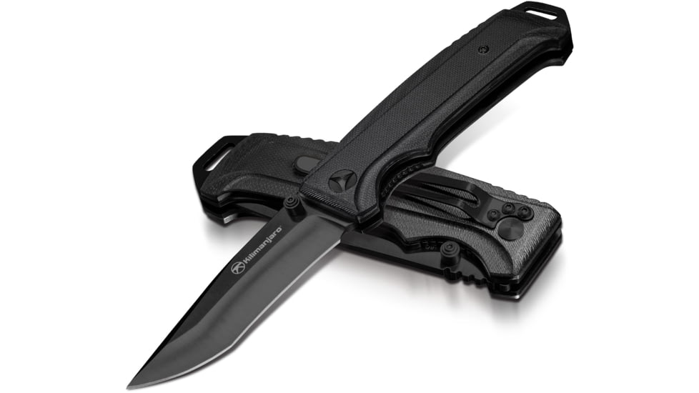 Kilimanjaro Gear Allatro Folding Knife,3.6in, Black G10 Handle, Black Plain Blade KJ910019