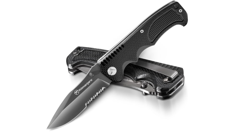 Kilimanjaro Gear Annex Folding Knife,3.5in, Black G10 Handle, Black ComboEdge Blade KJ910030